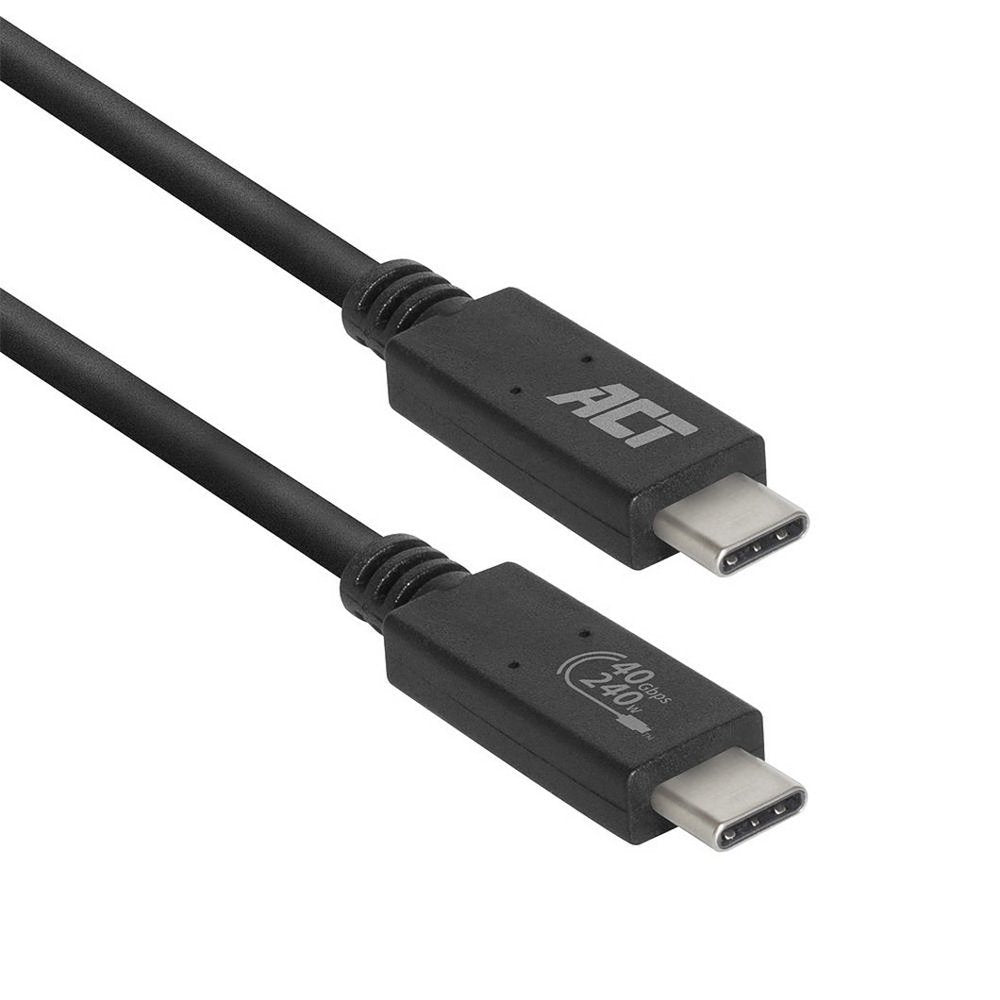ACT AC7451 | USB4 Gen 3x2 Kabel | USB-C naar USB-C | 0.8m | Zwart - Matmuis - Matmuis